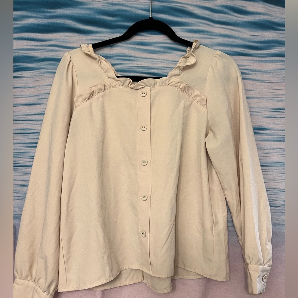 Majestic Legon Japanese Lace Up Button Cream Blouse 🎀 cute kawaii Japanese